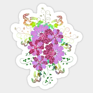 Maroon Floral Decoration Dream Love Sticker